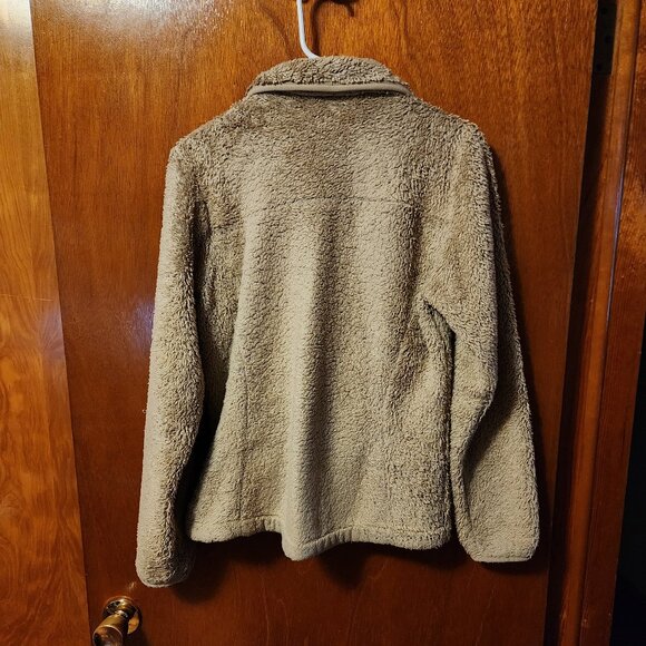 Women's Small Columbia Tan Fuzzy Fleece Full Zip Jacket - Picture 9 of 12